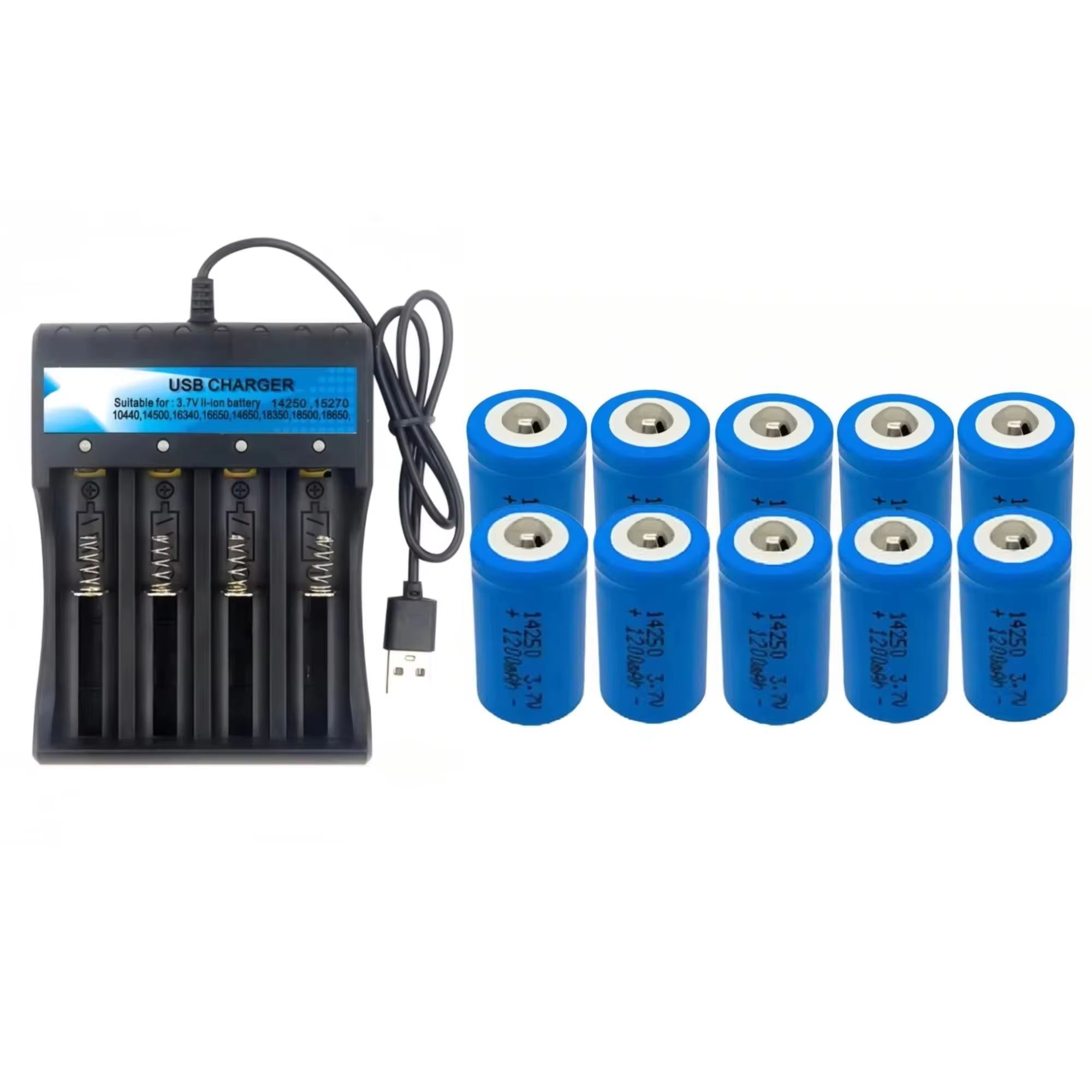 Quick Vape - 10 個クイックチャージ 14250 3.7V 1200mAh リチウム電池