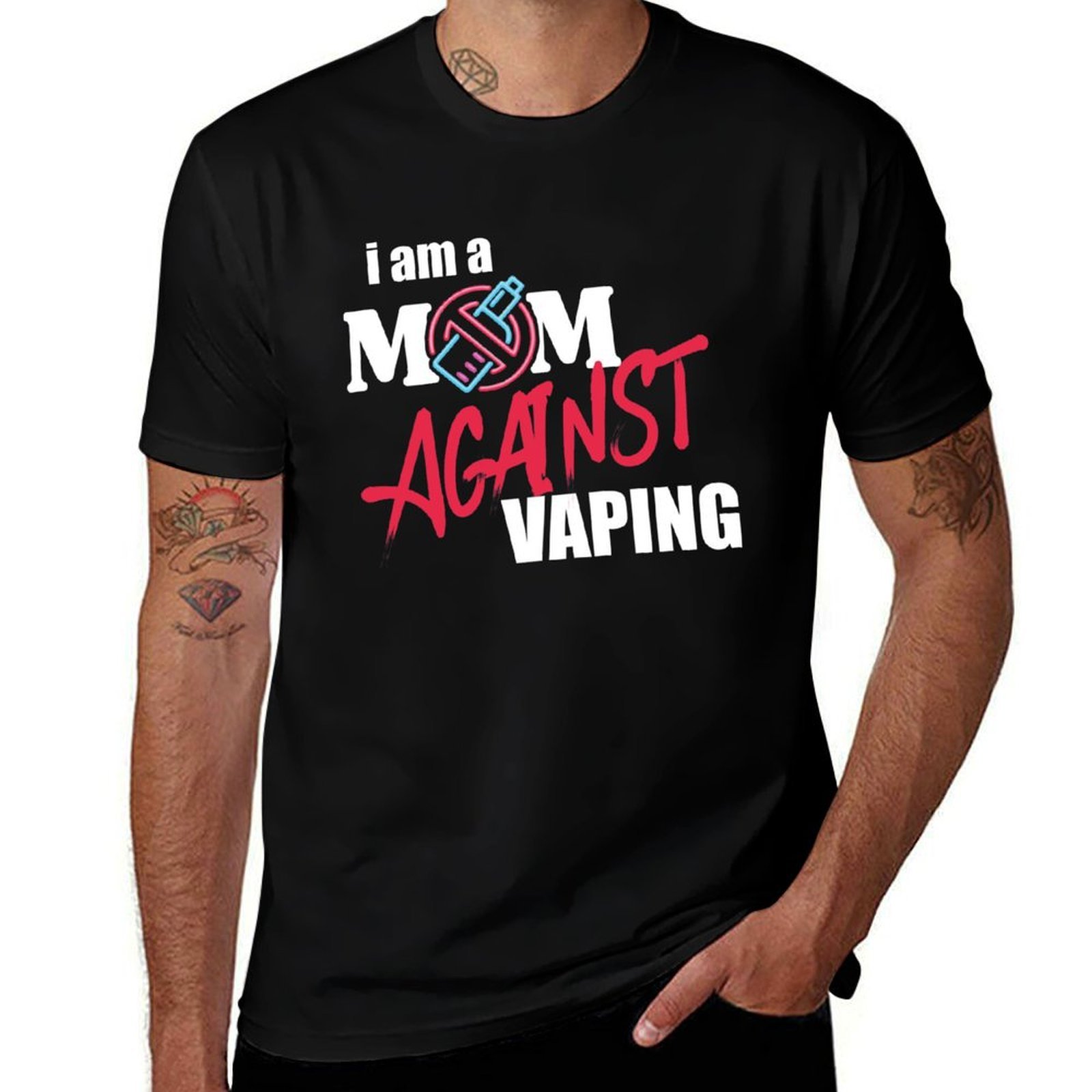 Quick Vape - 私はベイプに反対する母親です 禁煙者 ベイプ反対サポートギフト Tシャツ 速乾性 トレーニング用半袖Tシャツ